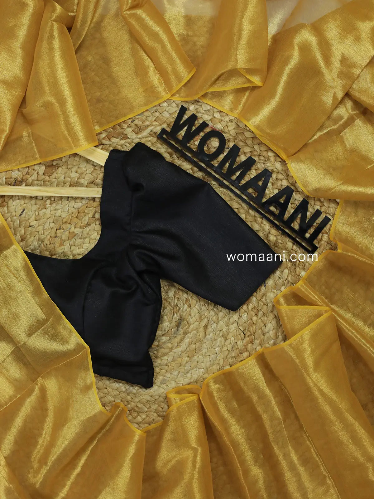 Golden Gossamer Tissue Zari Saree